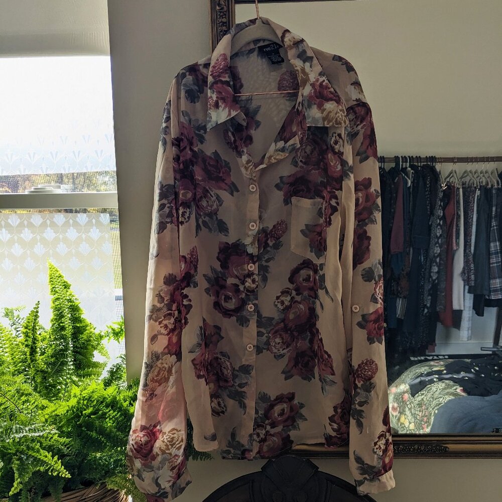 Romantic Rose Patterned Blouse